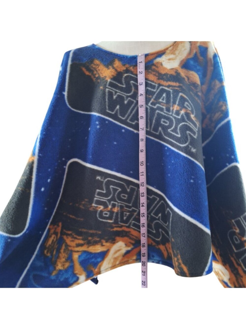 Original Star Wars Fleece Handmade Poncho Blue Orange Lightweight - Picture 4 of 11